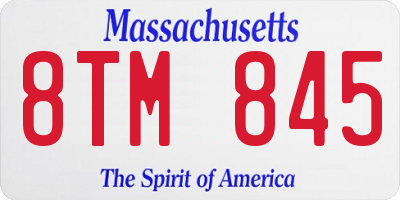 MA license plate 8TM845