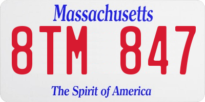 MA license plate 8TM847