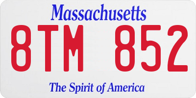 MA license plate 8TM852