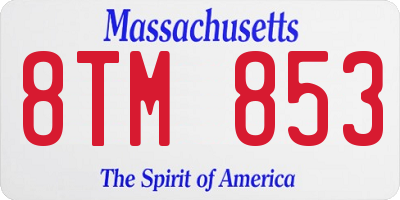 MA license plate 8TM853