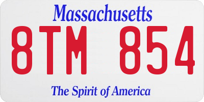 MA license plate 8TM854