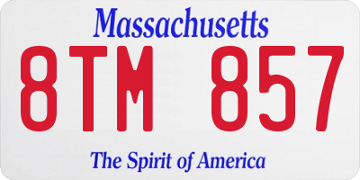 MA license plate 8TM857