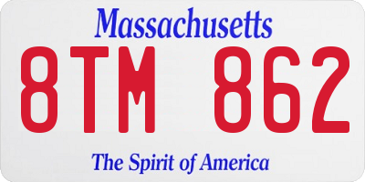 MA license plate 8TM862