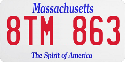 MA license plate 8TM863