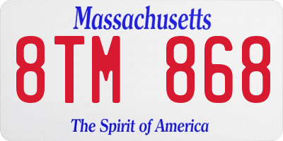 MA license plate 8TM868