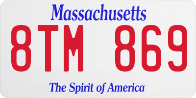 MA license plate 8TM869