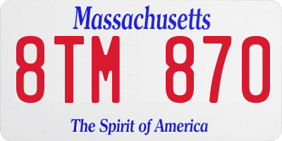 MA license plate 8TM870