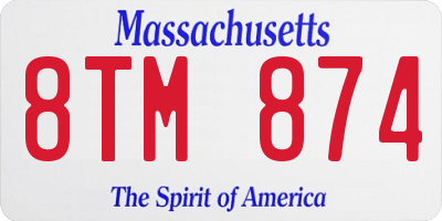 MA license plate 8TM874