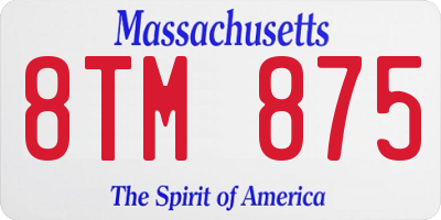 MA license plate 8TM875