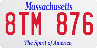 MA license plate 8TM876