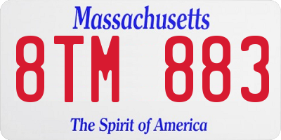MA license plate 8TM883