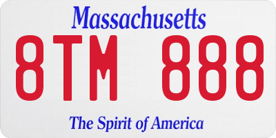MA license plate 8TM888