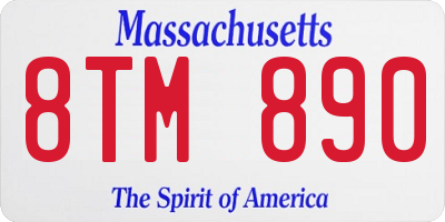 MA license plate 8TM890
