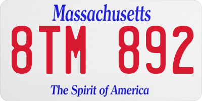 MA license plate 8TM892