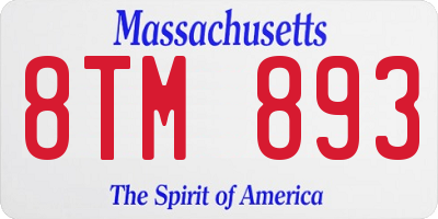 MA license plate 8TM893