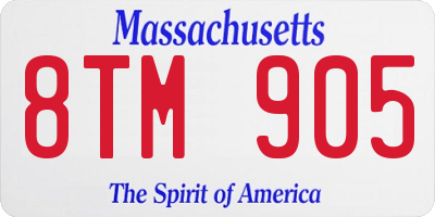 MA license plate 8TM905