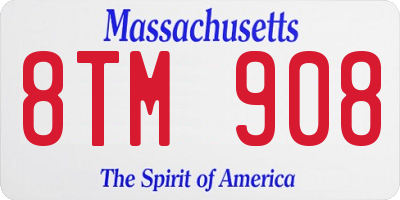 MA license plate 8TM908