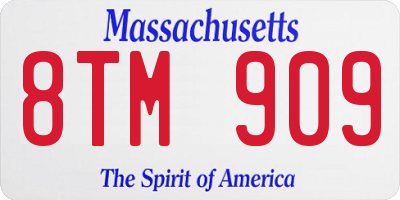MA license plate 8TM909