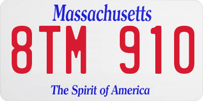 MA license plate 8TM910