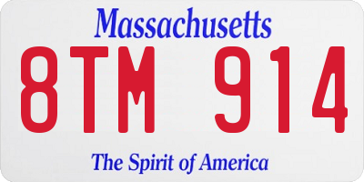 MA license plate 8TM914