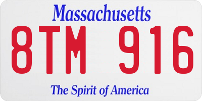 MA license plate 8TM916