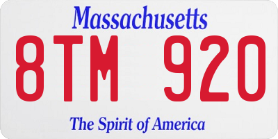 MA license plate 8TM920