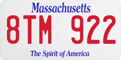 MA license plate 8TM922