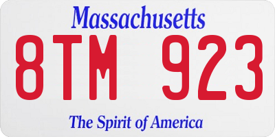 MA license plate 8TM923