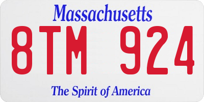 MA license plate 8TM924