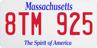 MA license plate 8TM925