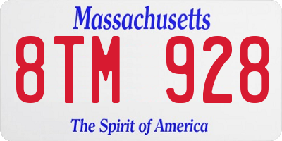 MA license plate 8TM928