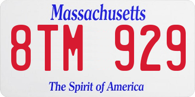 MA license plate 8TM929