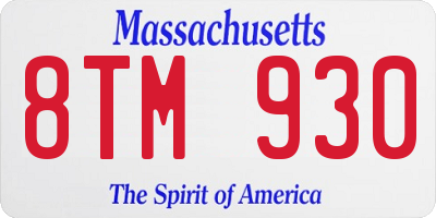 MA license plate 8TM930