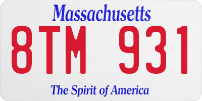 MA license plate 8TM931