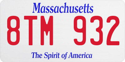 MA license plate 8TM932