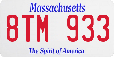 MA license plate 8TM933