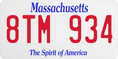 MA license plate 8TM934