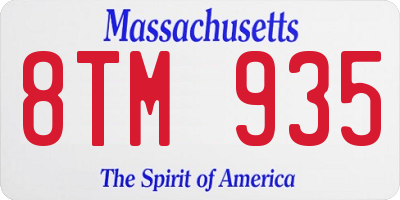 MA license plate 8TM935