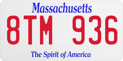 MA license plate 8TM936