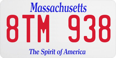 MA license plate 8TM938