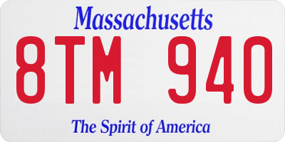 MA license plate 8TM940