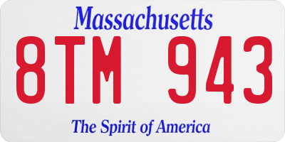 MA license plate 8TM943