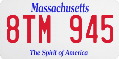 MA license plate 8TM945