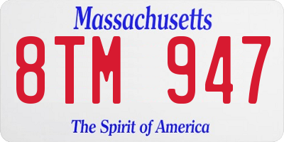 MA license plate 8TM947