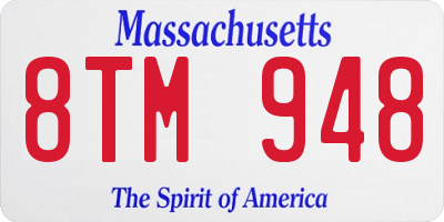 MA license plate 8TM948