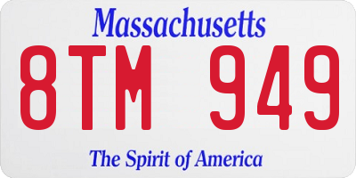 MA license plate 8TM949