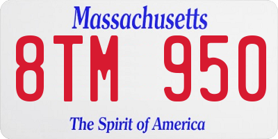 MA license plate 8TM950