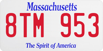 MA license plate 8TM953