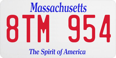 MA license plate 8TM954