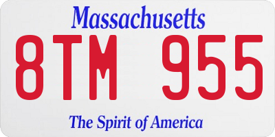 MA license plate 8TM955